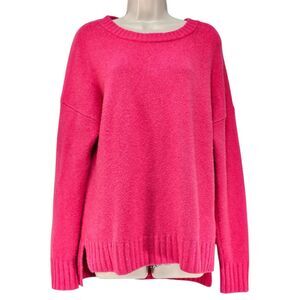 J.Crew Oversized Supersoft Crewneck Sweater Hot Pink Relaxed Fit, Size Small
